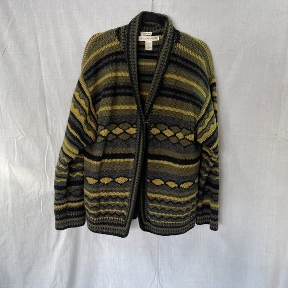 A. Giannetti Sweaters - A Giannetti Cardigan Sweater XL Green Black Gray